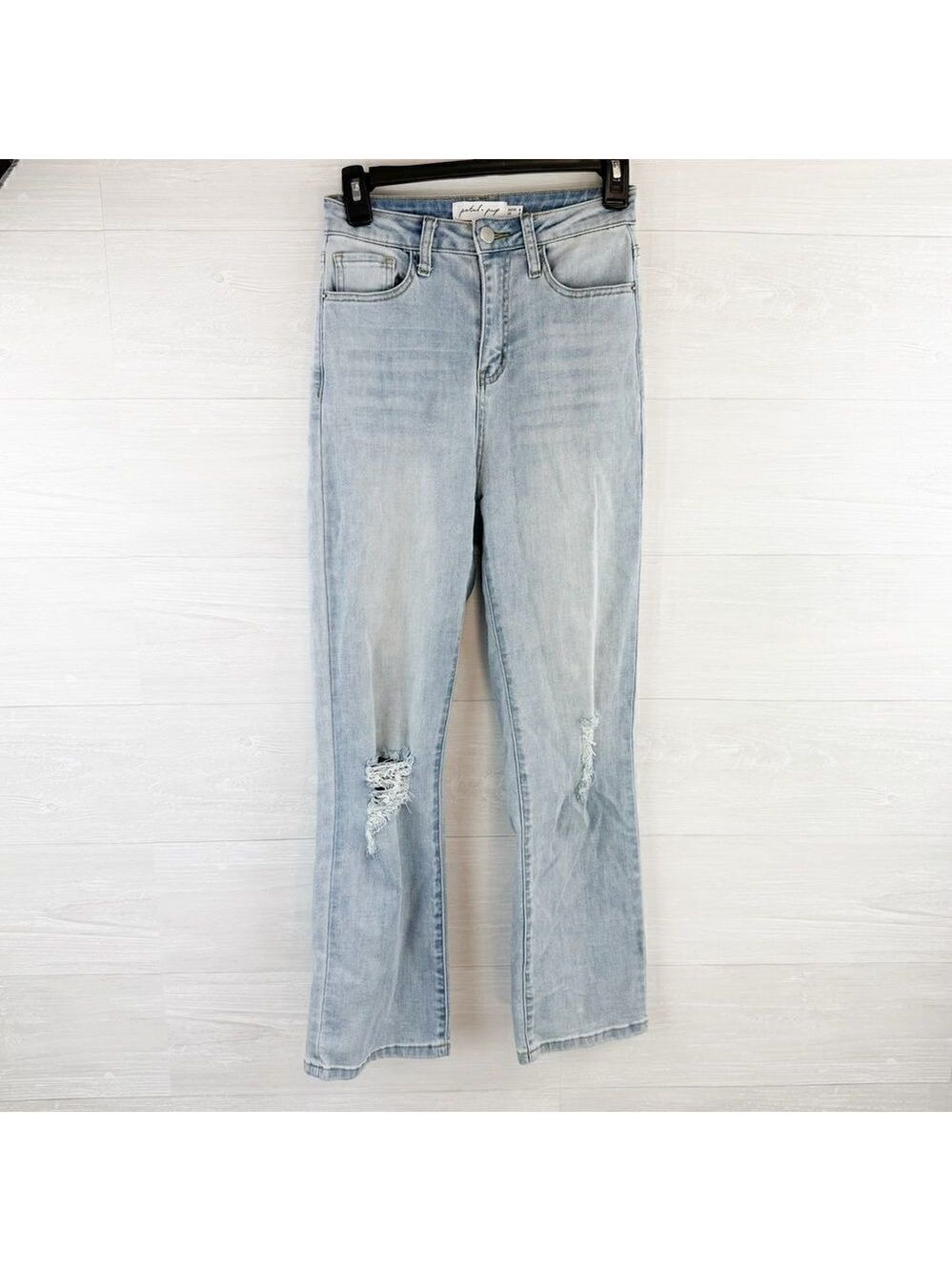 Petal & Pup Distressed High Rise Light Wash Straight Leg Jeans